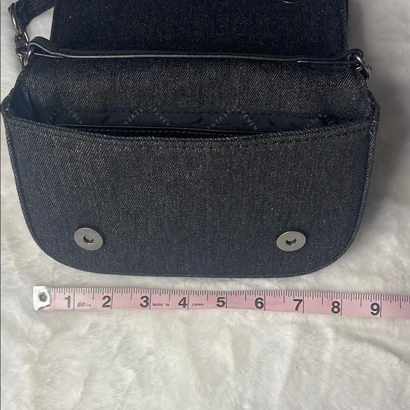 Steve Madden - Black/Charcoal Denim Borla Rose Bud Chain Crossbody - Picture 11 of 13